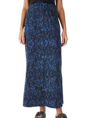 Women's Jorja Jersey Cotton Maxi Skirt in Ikat Blue