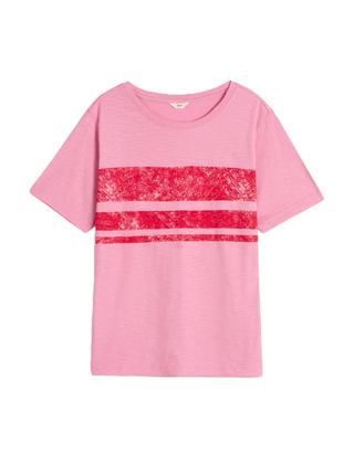 Women's Short Sleeve Ailbhe Striped T-Shirt in Bright Pink (IMPERFECT)