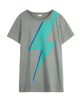 Women's Short Sleeve Lightning Relaxed T-Shirt in Washed Grey/Teal (IMPERFECT)