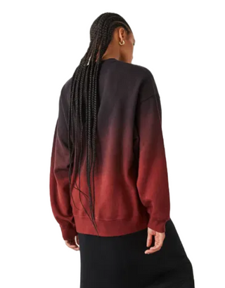 Women's Long Sleeve Ombre Tie Dye Oversized Sweatshirt in Red Black (IMPERFECT)