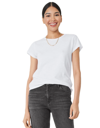 Women's Slim Fit Cotton Crew Neck T-Shirt in White