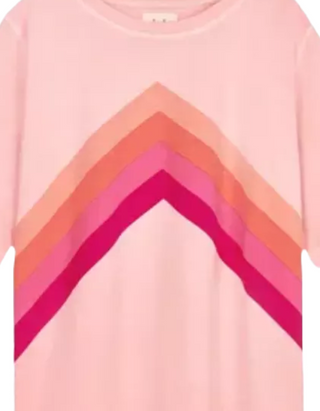 Women’s Short Sleeve Chevron Oversized T-Shirt in Pink (IMPERFECT)