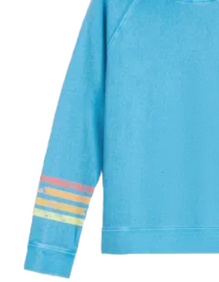 Women's Contrast Sleeve Stripe Sweatshirt in Blue