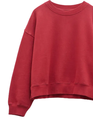 Women's Long Sleeve Rozanne Boxy Sweatshirt in Faded Crimson