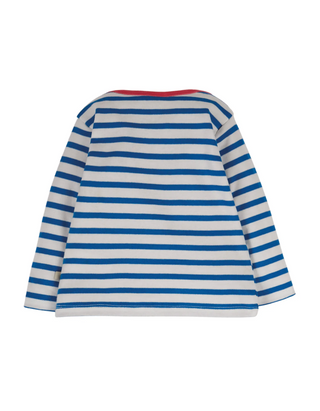 Frugi Girl's Bobby Applique Top in Blue Rainbow Mix