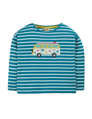 Frugi Kids Tori Breton Stripe and Land Campervan Top in Blue