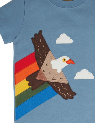 Frugi Boy's Carsen Applique T-shirt in Abisko Sky/Eagle