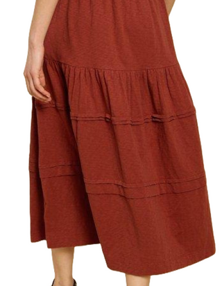 Women's Short Sleeve  Vera Jersey Midi Dress in Dark Red