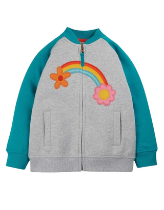 Frugi Girl's Lamorna Long Sleep Zip Up Jacket in Grey