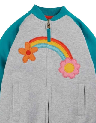 Frugi Girl's Lamorna Long Sleep Zip Up Jacket in Grey