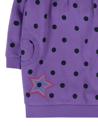 Frugi Girl's Jessica Jumper Dress in Purple Spots