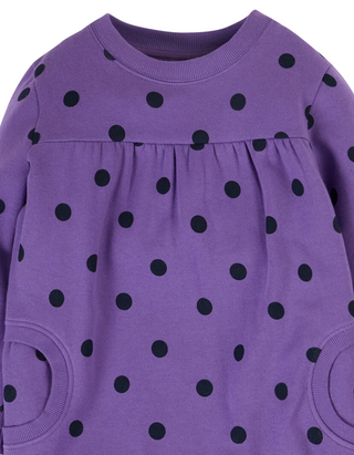 Frugi Girl's Jessica Jumper Dress in Purple Spots