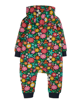 Frugi Girl's Cozy Full Length Big Snuggle Suit in Indigo Kernow Floral