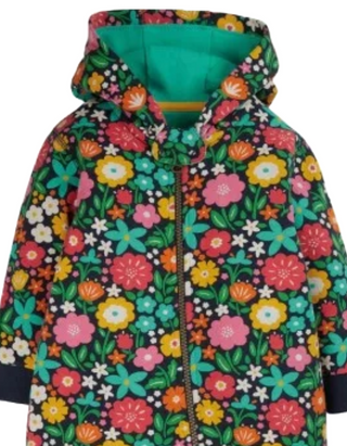 Frugi Girl's Cozy Full Length Big Snuggle Suit in Indigo Kernow Floral