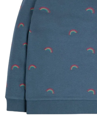 Frugi Girl's Billie Sweatshirt in Blue Rainbow