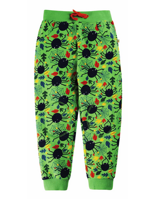 Frugi Kids Printed Snug Joggers in Green Spiders