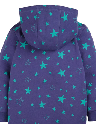 Frugi Girl's Long Sleeve Henrietta Applique Hoody Dress in Mussel Purple/Unicorn (Slightly Defect)