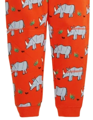 Frugi Boy's Full Length Printed Snug Joggers in Orange/Rhino Walks