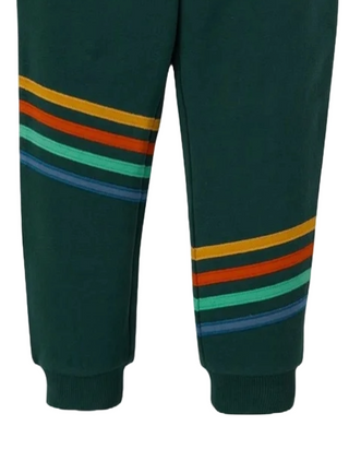 Frugi Boy's Rainbow Organic Cotton Jago Joggers in Green