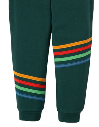 Frugi Boy's Rainbow Organic Cotton Jago Joggers in Green