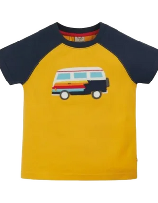 Frugi Kids Rafe Applique Camping Campervan in Yellow Land Camper (Slightly Defect)