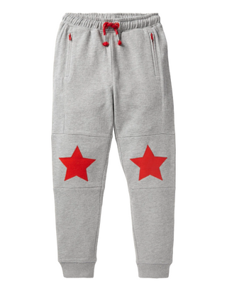 Mini Boden Boy's Warrior Knee Sweatpant in Grey Marl Stars