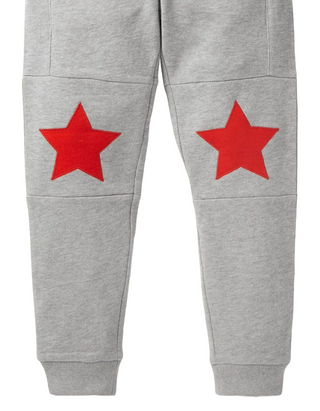 Mini Boden Boy's Warrior Knee Sweatpant in Grey Marl Stars