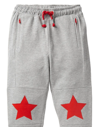 Mini Boden Boy's Warrior Knee Sweatpant in Grey Marl Stars