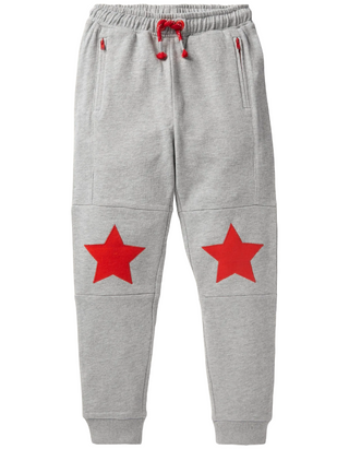 Mini Boden Boy's Warrior Knee Sweatpant in Grey Marl Stars