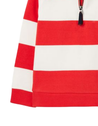 Joules Boy' s Long Sleeve Finn Striped 1/2 Zip Sweatshirt in Melon Red Stripe