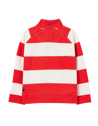 Joules Boy' s Long Sleeve Finn Striped 1/2 Zip Sweatshirt in Melon Red Stripe