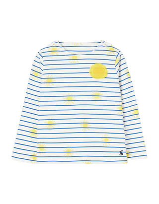 Joules Girl's Sun Stripe Harbour T-Shirt in White