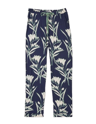 Women's Eva Spring Blooms Jersey Pyjamas in Navy