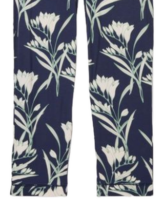 Women's Eva Spring Blooms Jersey Pyjamas in Navy