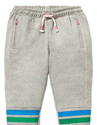 Mini Boden Boy's Warrior Knee Sweatpants in Grey Marl Rainbow