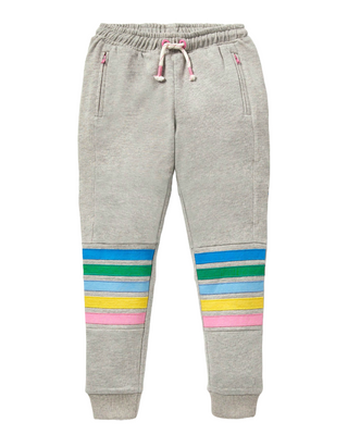 Mini Boden Boy's Warrior Knee Sweatpants in Grey Marl Rainbow