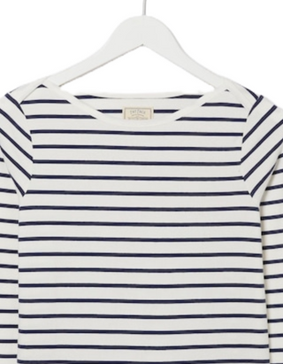 Women's Long Sleeve Cotton Breton T-Shirt in  White