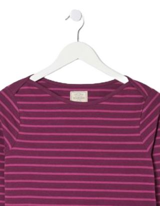 Women's Long Sleeve Breton Stripe T-Shirt in Purple