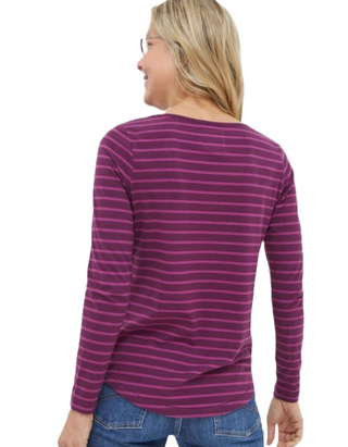 Women's Long Sleeve Breton Stripe T-Shirt in Purple