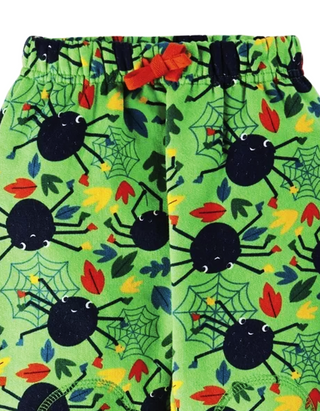 Frugi Kids Character Crawlers Joggers in Green Spiders Web