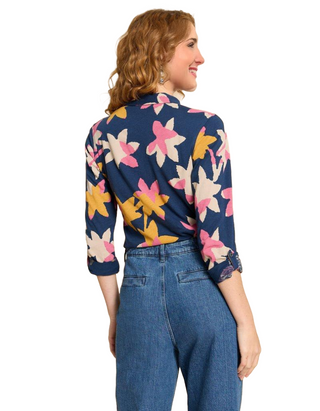 Women's Annie Printed Cotton Shirt in Navy Multi