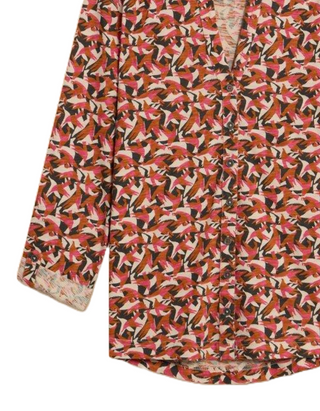 Women's Annie Printed Cotton Shirt in Pink Multi