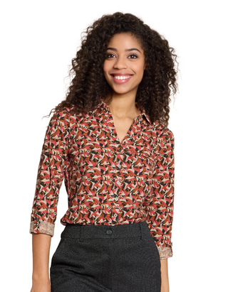 Women's Annie Printed Cotton Shirt in Pink Multi