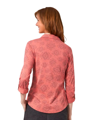 Women's Annie Printed Cotton Shirt in Pink Print