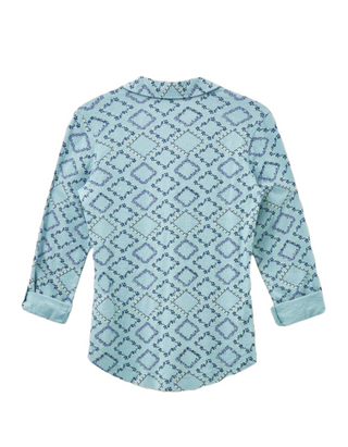 Women's Annie Printed Cotton Shirt in Teal Print