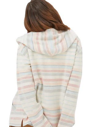 Women’s Long Sleeve Textured Zip Through Hoodie in Multi Rainbow (IMPERFECT)