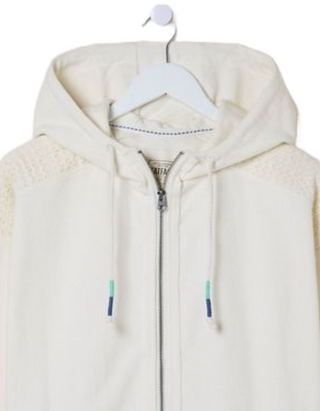 Women's Layla Natural Zip Through Hoodie in White (IMPERFECT)