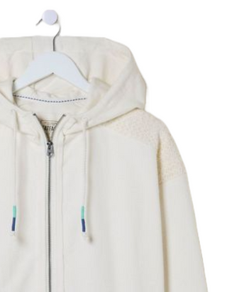 Women's Layla Natural Zip Through Hoodie in White (IMPERFECT)