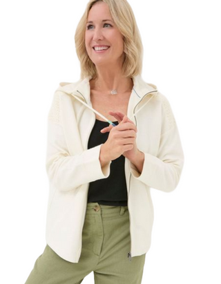 Women's Layla Natural Zip Through Hoodie in White (IMPERFECT)