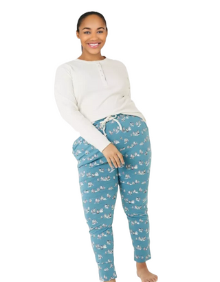 Women's Pyjama Lounge Leggings in Blue Penguin